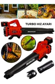 21 V Çift Akülü Turbo Motor 2800 Rpm Yaprak Hava Üfleme Makinesi Kırmızı - 1