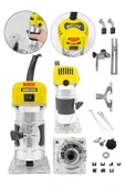 6 Kademe Devir Ayarlı Formika Traşlama Freze Makinesi 6 Mm + 12 Adet Uç Hediye Sarı - 2