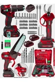 WaltMann 3 lü Set XR LI-ION Batarya Kömürsüz Motor Şarjlı Matkap Kırmızı - 2