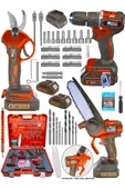 3 lü Set XR LI-ION Batarya Kömürsüz Motor Çift Akülü Şarjlı Kırmızı - 2