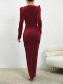 Kadın Uzun Kollu Bisiklet Yaka önden Büzgü Detaylı önden çapraz Detay thumbnail 3