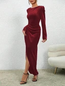 Kadın Uzun Kollu Bisiklet Yaka önden Büzgü Detaylı önden çapraz Detay thumbnail 1