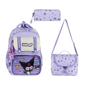 İlkokul Kız Çocuk Çantası 3'lü Set Kuromi Benzeri 40*30 Cm Beslenme Çantası Kalem Kutusu Ortopedik thumbnail 13