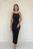 Siyah Piliseli Halter Boyun Elbise thumbnail 1