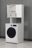Çamaşır Makinesi Dolabı 2 Kapaklı 2 Raflı Banyo Dolabı - 1