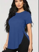 Kadın Türlü Viskon Kumaş Yırtmaç Detaylı Bluz thumbnail 2