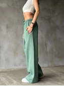 Palazzo Bol Paça Eşofman Pantolon - Yeşil thumbnail 2