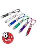 6 Adet Kırmızı Lazer 3in 1 Çok Fonksiyonlu Mini Lazer Fener, Kedi Lazer Oyuncağı - 1
