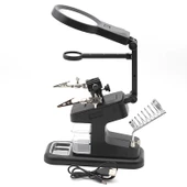TH-7026 Profesyonel Işıklı Büyüteç Lehim Standı 10 LED 3x-25x Zoom USB/Pil Destekli thumbnail 2