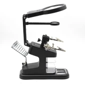 TH-7026 Profesyonel Işıklı Büyüteç Lehim Standı 10 LED 3x-25x Zoom USB/Pil Destekli thumbnail 1