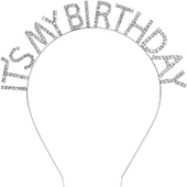 CEYLAN ADAM    Kristal Taşlı Gümüş Renk İt's My Birthday Yazılı Doğum Günü Parti Tacı 14x16 cm thumbnail 4