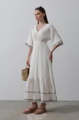 KolEtekNakışlıElbise - Beyaz thumbnail 3