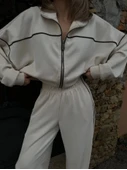 Fermuarlı Eşofman Pantolon İkili Takım - Beyaz thumbnail 1