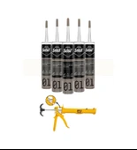 Selsil Genel Amaçlı Şeffaf Silikon 280 Gr. 5 Adet +  Gfb Alüminyum Silikon Tabancası thumbnail 1