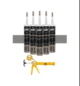 Selsil Genel Amaçlı Alüminyum Gri Silikon 280 Gr. 5 Adet +  Gfb Alüminyum Silikon Tabancası thumbnail 2