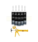 Selsil Silikonize Beyaz Mastik 500 Gr. 5 Adet + Gfb Alüminyum Silikon Tabancası thumbnail 1