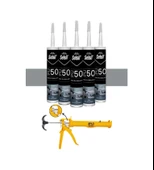 Selsil Poliüretan Gri Mastik 280 Ml. 5 Adet +  Gfb Alüminyum Silikon Tabancası thumbnail 2