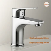 Premium Sıcak Soğuk Ayarlı Tek Kollu Aç Kapa Krom Lavabo Bataryası Duvar Tipi Armatür Modern Tasarım thumbnail 1