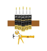 Selsil Silikonize Altınmeşe Mastik 500 Gr. 5 Adet +  Gfb Alüminyum Silikon Tabancası thumbnail 1