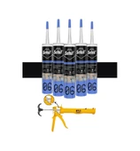 Selsil Nötr Cephe Silikonu Siyah 300 Ml. 5 Adet +  Gfb Alüminyum Silikon Tabancası - 1