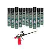 Selsil Poliüretan Tabancalı Montaj Köpüğü 750 Ml. 10 Adet + Demir Köpük Tabancası - 1