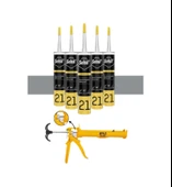 Selsil Silikonize Gri Mastik 500 Gr. 5 Adet +  Gfb Alüminyum Silikon Tabancası thumbnail 1