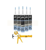 Selsil Duşakabin Silikonu Şeffaf 280 Ml. 5 Adet +  Gfb Alüminyum Silikon Tabancası - 1