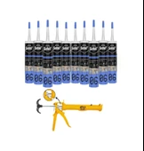 Selsil Nötr Dış Cephe Silikonu Şeffaf 300 Ml. 10 Adet +  Gfb Alüminyum Silikon Tabancası thumbnail 1