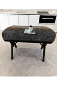 AVENZA LİVİNG  Gofret Masa SİYAH MERMER (70 x 120) METAL AYAK YEMEK MASASI - 2
