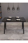 AVENZA LİVİNG KÜTÜK YEMEK MASASI SİYAH MERMER 80X120 METAL AYAK - 2