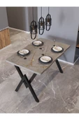 AVENZA LİVİNG KÜTÜK MODEL METAL AYAK80X120 YEMEK MASASI GRİ MERMER - 1
