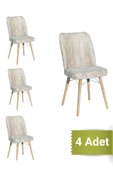 AVENZA LİVİNG Kare Gold 4 LÜ BEJ Sandalye Mutfak Sandalyesi - 1