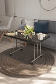 AVENZA LİVİNG tekerlekli masa orta sehpa 60x100 siyah mermer metal ayak - 1