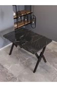 AVENZA LİVİNG KÜTÜK YEMEK MASASI SİYAH MERMER 80X120 METAL AYAK - 3