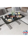 AVENZA LİVİNG Tekerlekli Masa Orta Sehpa 70x110 siyah mermer Metal Ayak - 2