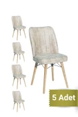 AVENZA LİVİNG Kare Gold 5Lİ BEJ Sandalye Mutfak Sandalyesi - 1