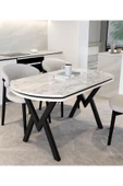 AVENZA LİVİNG Gofret Masa BEYAZ MERMER 70X120 METAL AYAK Yemek Masası - 1