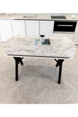 AVENZA LİVİNG Gofret Masa BEYAZ MERMER 70X120 METAL AYAK Yemek Masası - 2