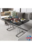 AVENZA LİVİNG Tekerlekli Masa Orta Sehpa 70x110 siyah mermer Metal Ayak - 1