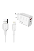 mastersonic MTSC Play Serisi PL05 Lightning 2in1 Seyahat Şarj Aleti 20W - Beyaz thumbnail 1