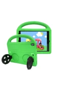 mastersonic iPad 10.2 (8.Nesil) Uyumlu MTSC Wheel Car Tekerlek Standlı Tablet Eva Silikon Kılıf-Yeşil thumbnail 1