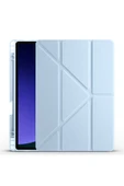 mastersonic Galaxy Tab S9 FE Kılıf Uyumlu MTSC Tri Folding Kalem Bölmeli Standlı Kılıf-Mavi thumbnail 1