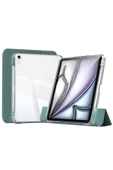 mastersonic iPad Air 13 2024 Kılıf Magnetik Ayrılabilen Airbagli MTSC Sliding Tablet Kılıfı - Koyu Yeşil thumbnail 1