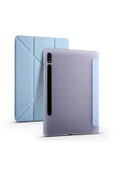 mastersonic Galaxy Tab S7 Plus T970 Kılıf Uyumlu MTSC Tri Folding Kalem Bölmeli Standlı Kılıf-Mavi thumbnail 1