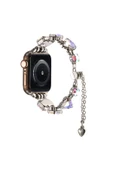 mastersonic Apple Watch 44mm MTSC KRD-115 Renkli Taş Tasarımlı Kordon-Rose Pembe thumbnail 6