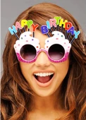 CEYLAN ADAM   Happy Birthday Yazılı Beyaz Fuşya Renk Parti Gözlüğü 12x7 cm thumbnail 1