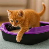 Kedi Tuvaleti Kürek Hediyeli Kedi Köpek Eğitim Tuvaleti Büyük Boy Tuvalet Kabı Mor Kedi Tuvalet Seti - 4