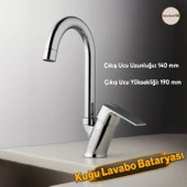 Premium Sıcak Soğuk Ayarlı Tek Kollu Aç Kapa Krom Kuğu Lavabo Bataryası Duvar Tipi Armatür Modern thumbnail 1