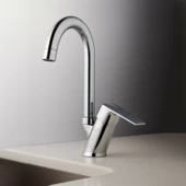 Premium Sıcak Soğuk Ayarlı Tek Kollu Aç Kapa Krom Kuğu Lavabo Bataryası Duvar Tipi Armatür Modern thumbnail 3