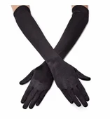 CEYLAN ADAM     Siyah Renk Likralı Dirseğe Kadar Uzun Kumaş Eldiven 40 cm thumbnail 1